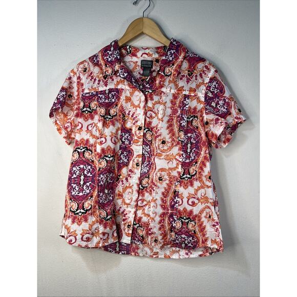 Chico's Tops - Additions Chico's 2 chicos large Button Front Blouse Artsy pink chicos